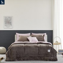 [헤지스홈]극세사 메이트 브라운[7온스] 슈퍼싱글/퀸/킹세트[퀼트이불+패드+베개커버]