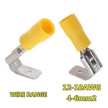 터미널 압착기 단자 케이블 전선 유압 슬리브 50Pcs 6.3mm 스플 라이스 와이어 커넥터 절연 곡선 바늘 압착 스페이드, Yellow1