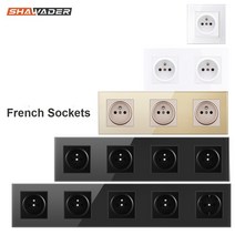 디자인 멀티탭 wall socket european 16a French crystal glass panel electric fr, 프랑스 아울렛, 금, 5개 매장