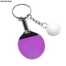 스포츠 탁구 탁구공 배드민턴 볼링 공 키 체인 기념품 선물 장식 남성 여성용, [05] Purple, 05 Purple