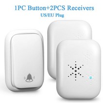 도어벨 Elecpow 무선 초인종 자체 전원 스마트 홈 도어 벨 차임 음악 링 호출기 미국 EU 플러그 방수 야외, CHINA_White C Option | EU 플러그