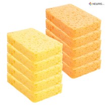 뉴리스 천연 펄프 주방 수세미 10P, 오렌지