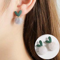 오핑 겨울 퍼 달랑이 패션 귀걸이 그레이