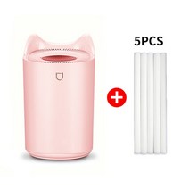 자동 습도 조절 타워 초음파 자연 식 가열 3L 가습기 더블 노즐 디퓨저 USB 아로마 Coloful LED 빛, 04 Pink-5PCS