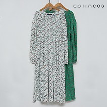 [코인코즈] 플라워 나염 루즈핏 셔링 캉캉 롱 원피스 (IY3SO3090)