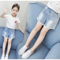여아 찢어진 청바지 여아 캐주얼 청반바지