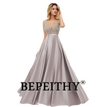 드레스 파티 이브닝 BEPEITHY-v-넥 비즈 몸통 오픈 백 A 라인 긴 이브닝 드레스 파티 우아한 베스티도 드, 13 no98 sliver gray_05 10