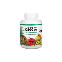 네추럴팩터스 씹어먹는 비타민씨 트로피칼 500mg 90개 아스코르브산 나트륨 아스코르빈산 아스코브산