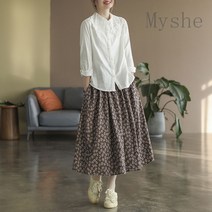 [Myshe]여자 봄 캐주얼 플라워 스커트 잔꽃무늬 롱 스커트 juan225N7
