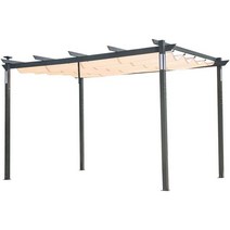 조립식 파고라 주차장 그늘막 케노피 슬라이딩 가제보, 3x4m 태양광 차양 + 카키색 방수포