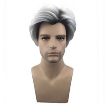 군인가발 20대남자가발 투블럭가발 남자패션가발 남성통가발gres cosplay wig for men gray ombre male wig short carlos cos 합성 가발, 회색 그림자, 10인치