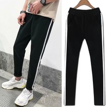 10대 20대 남성 옆줄 라인 블랙 트레이닝 헬스 바지 팬츠 L XL