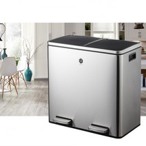 제이와이홀딩스 가정용 업소용 분리수거함 재활용 페달 휴지통 48L, 레드(48L)