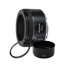캐논 EF 50mm F1.8 STM + AI UV필터 + 호환후드(ES-68) / 정품 / 새상품 / (주)빅프라자, EF 50mm F1.8 STM + UV필터 + 호환후드