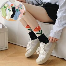 여성양말 플라워 입체 큰꽃 튤립 꽃 양말 5켤레세트