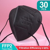 재사용 가능 KN95 일반마스크 패션 5필터, 30PCS Black FFP2