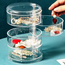 JABEZ5단 악세사리 수납함 원통형 케이스 소품수납 원형수납 쥬얼리보관함 머리끈정리 머리핀보관 투명수납함, 0해당없음