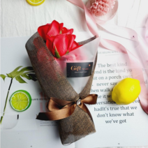 발렌타인세트 (비누꽃다발+편지지), 핑크 장미