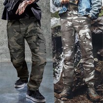 뉴이스트 로드클루 슬림핏 카모 조거팬츠 카고면바지