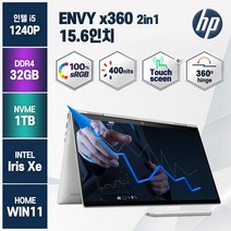 HP 엔비 X360 2in1 15.6인치 인텔12세대 i5 윈도우11 홈 터치노트북, HP ENVY, WIN11 Home, 32GB, 1TB, 코어i5, 실버