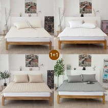 [천삼백케이] [천솜이] 비앙카 목화솜 초고밀도100수 순면침대패드 2장(퀸Q 150 200), 펄화이트+펄화이트