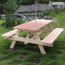 착한테이블 전문목수 일체형 야외용 탁자 세트 야외평상 파라솔 야외테이블, 8인 일체형 무도색