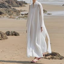 싱잉볼명상복 수련 롱원피스 순면 화이트 긴팔 선녀복