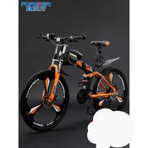 접이식 MTB 자전거 오프로드 산악자전거 24인치 입문, 화이트 앤 블루  24인치 21단