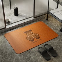 카페트 규조토 화장실발 가족 입구 소프트 물흡입 욕실미끄럼방지매트, C05-스트라이프 베어-주황색