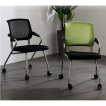 회사 안내원 메쉬형 접이식 4다리 바퀴달린의자 34평, 포그니체어A_검정