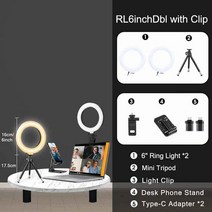 유튜브용삼각대 카메라삼발이 브이로그 삼각대 링라이트 삼각대 암 홀더 마운트 스탠드 셀카 Led 램프 클, [06] RL6inchDB with Clip