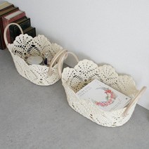 레이스 타원 손잡이 바스켓 2p .체리하우스