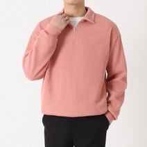 지지블랙 앤써니 소프트 오버핏 카라 반집업 니트 스웨터 빅사이즈