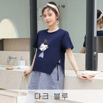 뉴타임즈10 임신 복 여름 패션어 라운드 캐릭터 프린팅 반팔 티셔츠 입니다 QH32 A10