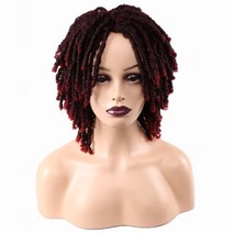 Amir Dreadlock Short Twist Curly Wig Ombre Brown For Black Women and Men Afro Synthetic Crochet Hair Faux Locs Braid Wigs, 01 8inches, 03 T1B/Burgundy, 1개
