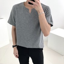 워싱 브이넥 트임 슬라브 반팔 티셔츠(5color)