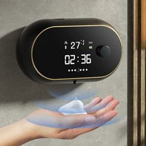 리포루 벽걸이 무선 자동 거품 손세정기 450ML 지능센서형 비접촉 자동 디스펜서, 블랙