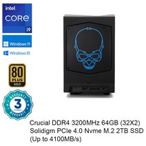 인텔 NUC 코어 i9-12900 프로세서 5.1GHz UHD 그래픽 770 썬더볼트 4 와이파이 6E 블루투스 5.2 게임 PC 데스크탑 NUC12DCMi9, Core i9-12900, JP, [04] 64GB RAM 2TB SSD, 64GB RAM 2TB SSD