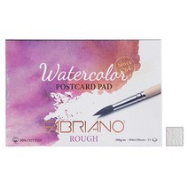 [영번지몰] 파브리아노 A6 포스트카드 시리즈 워터칼라 미니 캘리그라피 용지 휴대용 전문가용 수채화 엽서 패드 엽서지, PC01_황목(Rough)_300g/15매