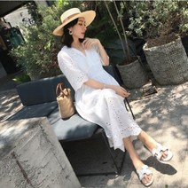 복 여름복장 복 그물빨간양복 미디엄출산복 요정복장 롱스커트 투피스세트