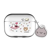 야옹이 스파클 에어팟프로 / 에어팟프로2 클리어 케이스+키링 세트, 러시안블루, AirPods Pro