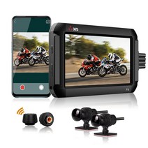 2채널 오토바이 블랙박스 F9D 전후면 1080P TPMS 주차모드 포함 SONY 스타비스 스쿠터 자전거 카메라(4.0인치 LCD/방수/WiFi/GPS 트래커), F9D(TPMS 센서 없음) + 128G