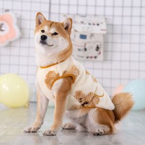 시바견 강아지 후리스 플리스 중형견 대형견 옷 크리스마스 겨울 반려견, M, 흰색곰돌이 조끼