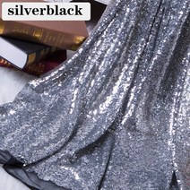 직물 130X50CM 스팽글 패브릭 반짝 Paillette 로즈 골드 실버 반짝이 forWedding 파티 생일 무대 장식 DIY 재료, [01] 130x50cm, [04] silverblack