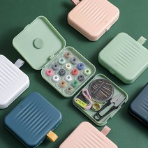휴대 여행용 바느질세트 반짇고리 실 바늘 함 키트, 블루