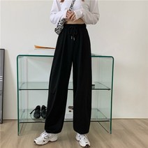 플리츠 찰랑찰랑 밴딩 와이드 주름팬츠 회색 운동복 2021 헐렁한 특대 스포츠 조깅