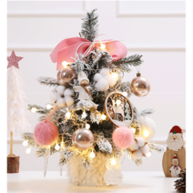 파티 파티 크리스마스트리 나무+전구+오너먼트 세트 구, 45cm미니핑크트리