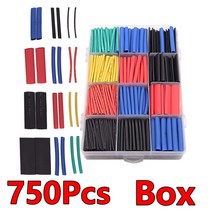 750pcs 열 수축 튜브 모듬 폴리올레핀 와이어 케이블 절연 슬리브 랩 세트 박스형, 09 750Pcs