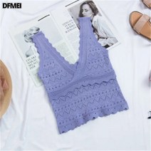 DFMEI 쇼트 니트 나시 민소매 펀칭 나시 여성복