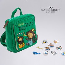 캐리에이트 면소재 플레이백 백팩 /미아방지끈+와펜 구성 /창의력놀이가방, 에버그린